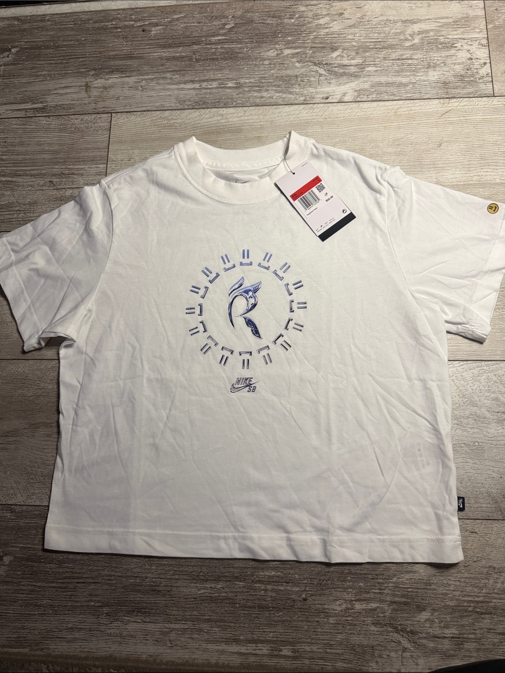 Nike White Short-Sleeve Tee with Blue Graphic